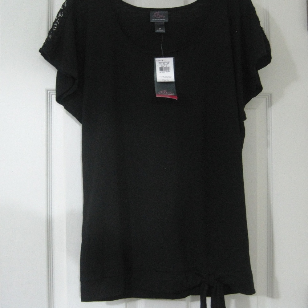 New, Motherhood Oh Baby blk long top w/lace & tie